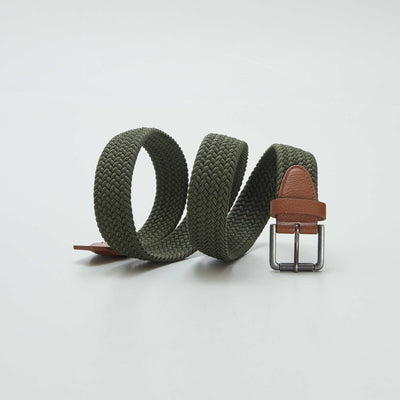 Ceinture tressée élastique Kaki