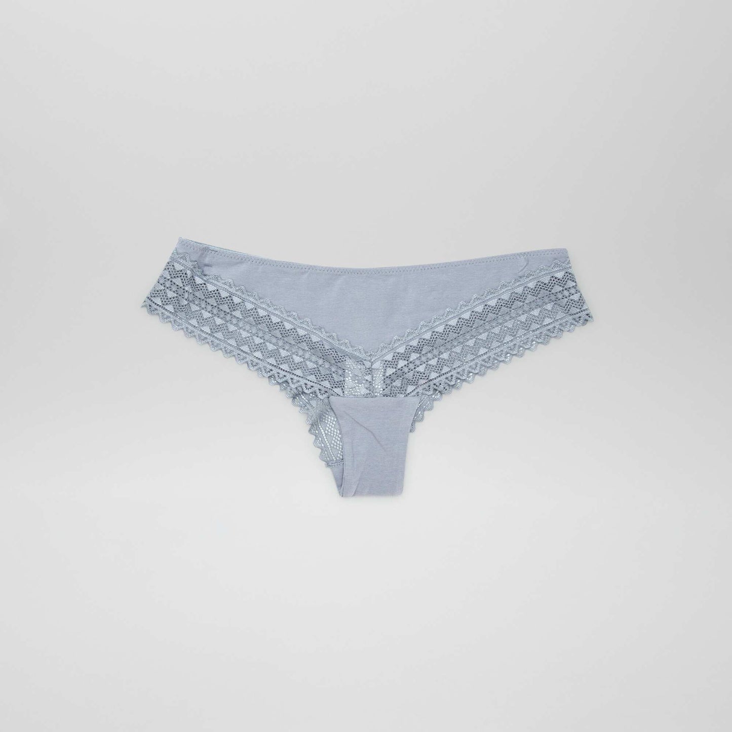 Lot de 3 tangas coton dentelle Blanc/gris