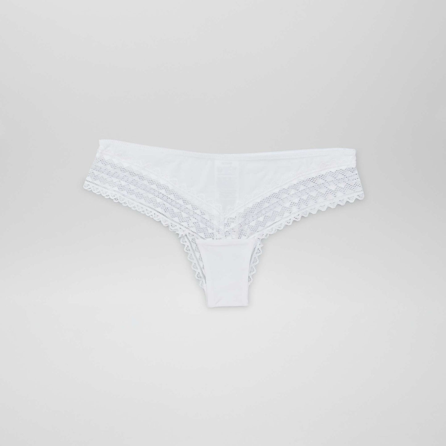 Lot de 3 tangas coton dentelle Blanc/gris