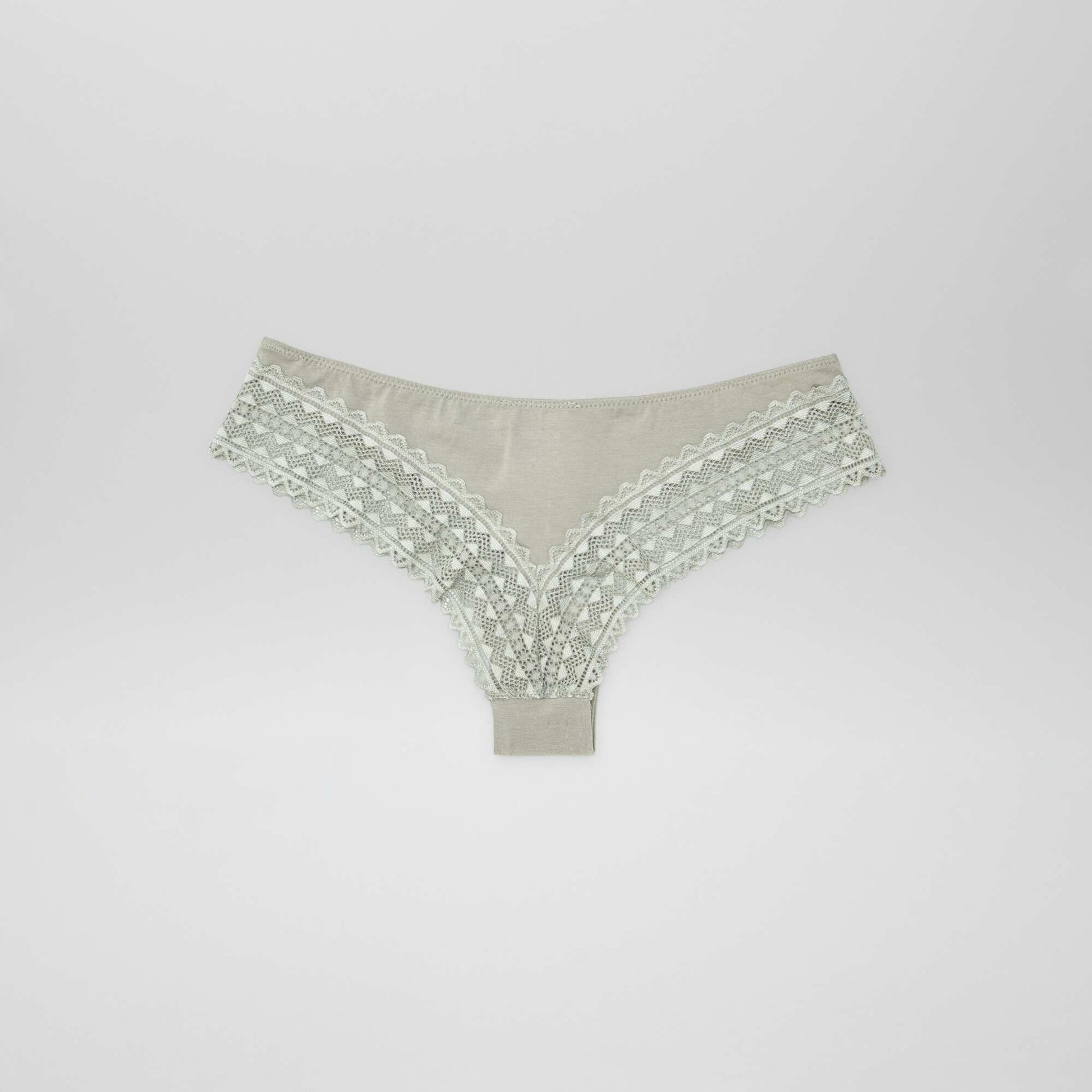 Lot de 3 tangas coton et dentelle KAKI