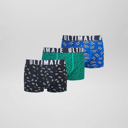 Lot de 3 boxers fantaisie Vert/bleu