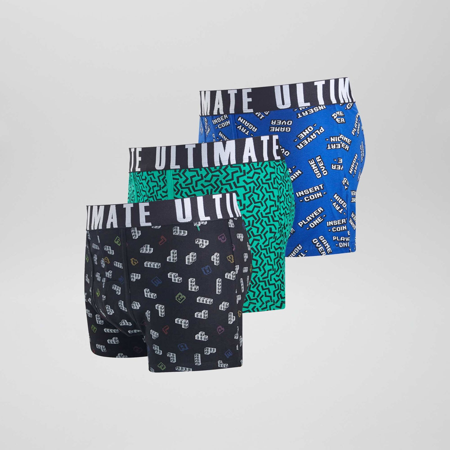 Lot de 3 boxers fantaisie Vert/bleu