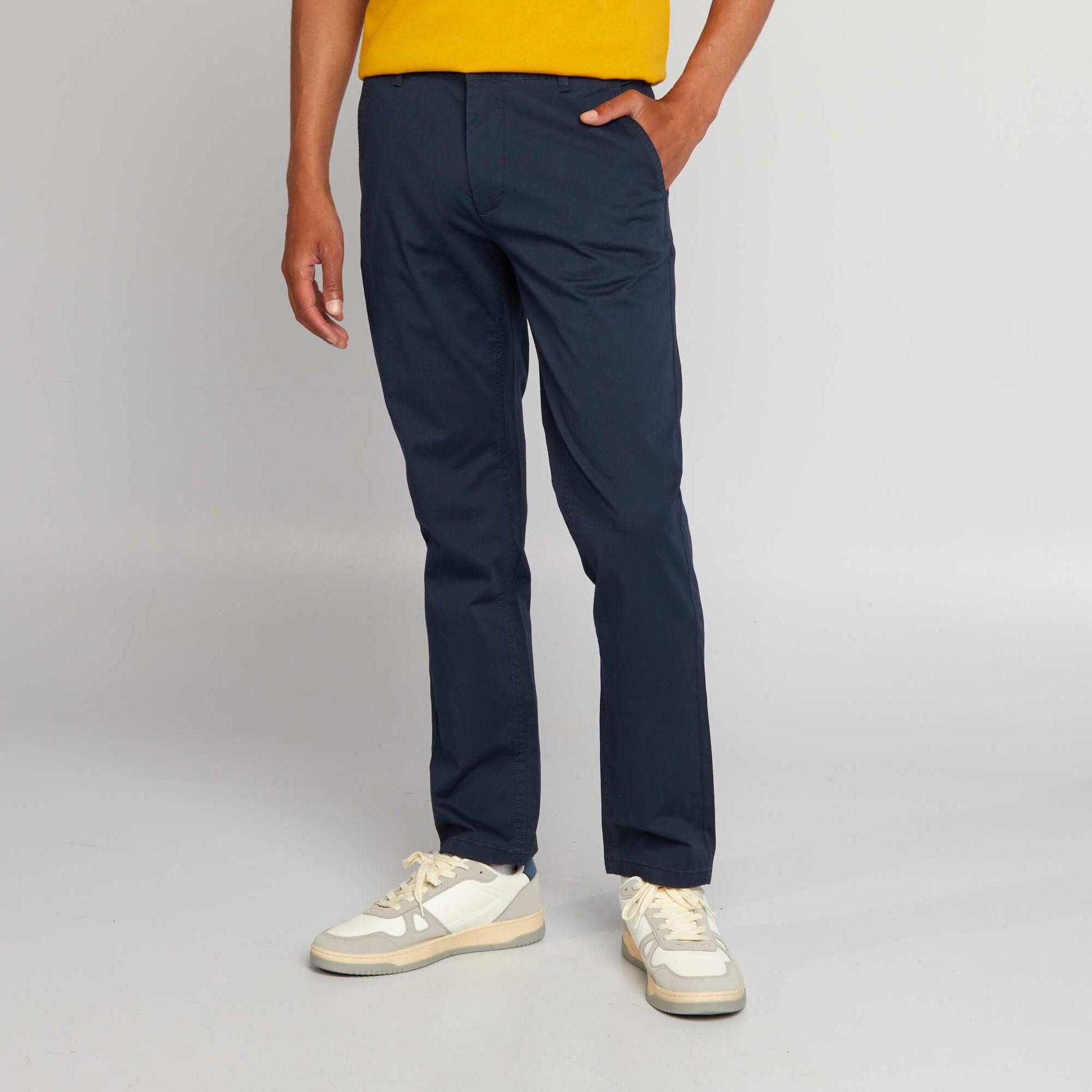 Pantalon chino en coton stretch L34 BLEU MARINE