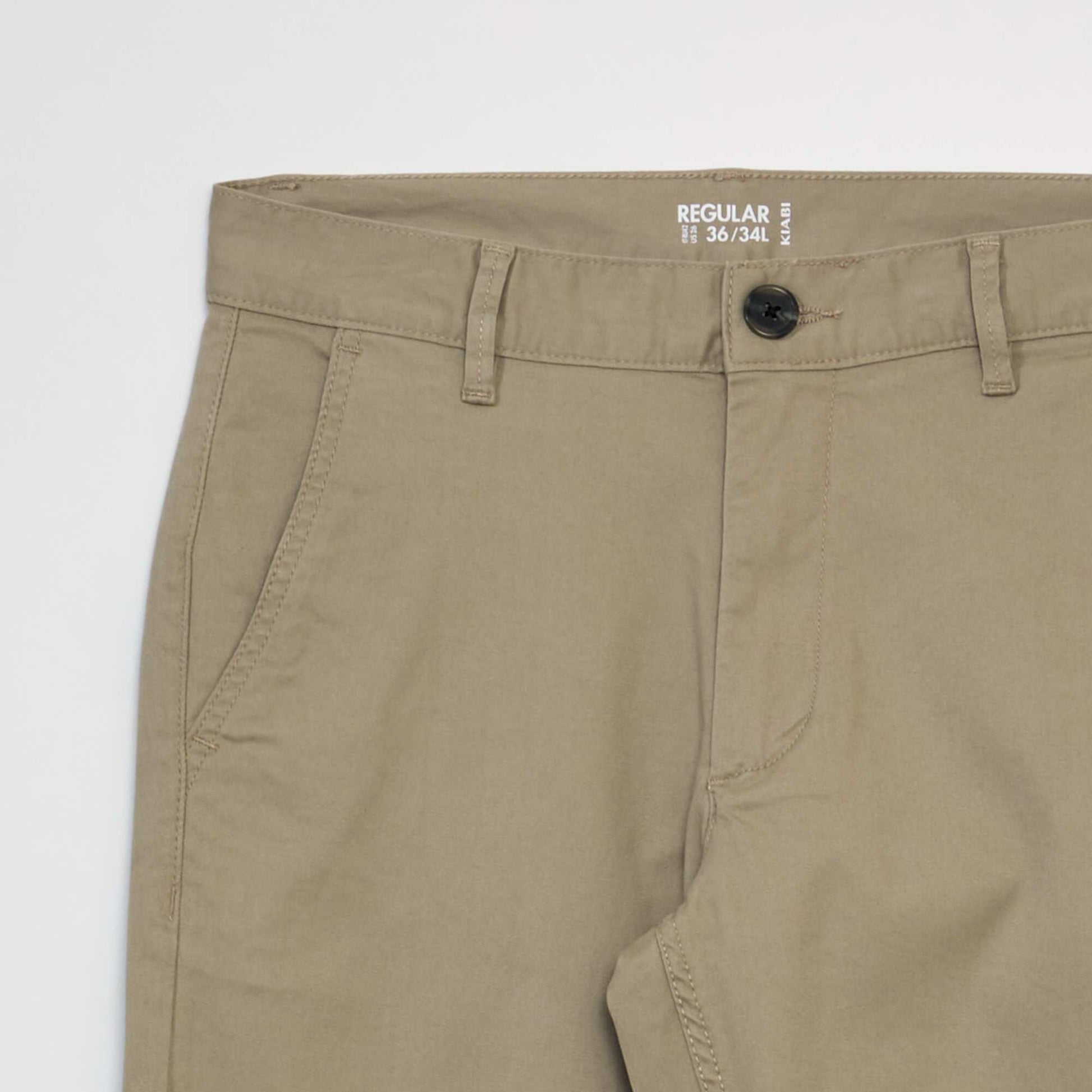 Pantalon chino en coton stretch L34 BEIGE