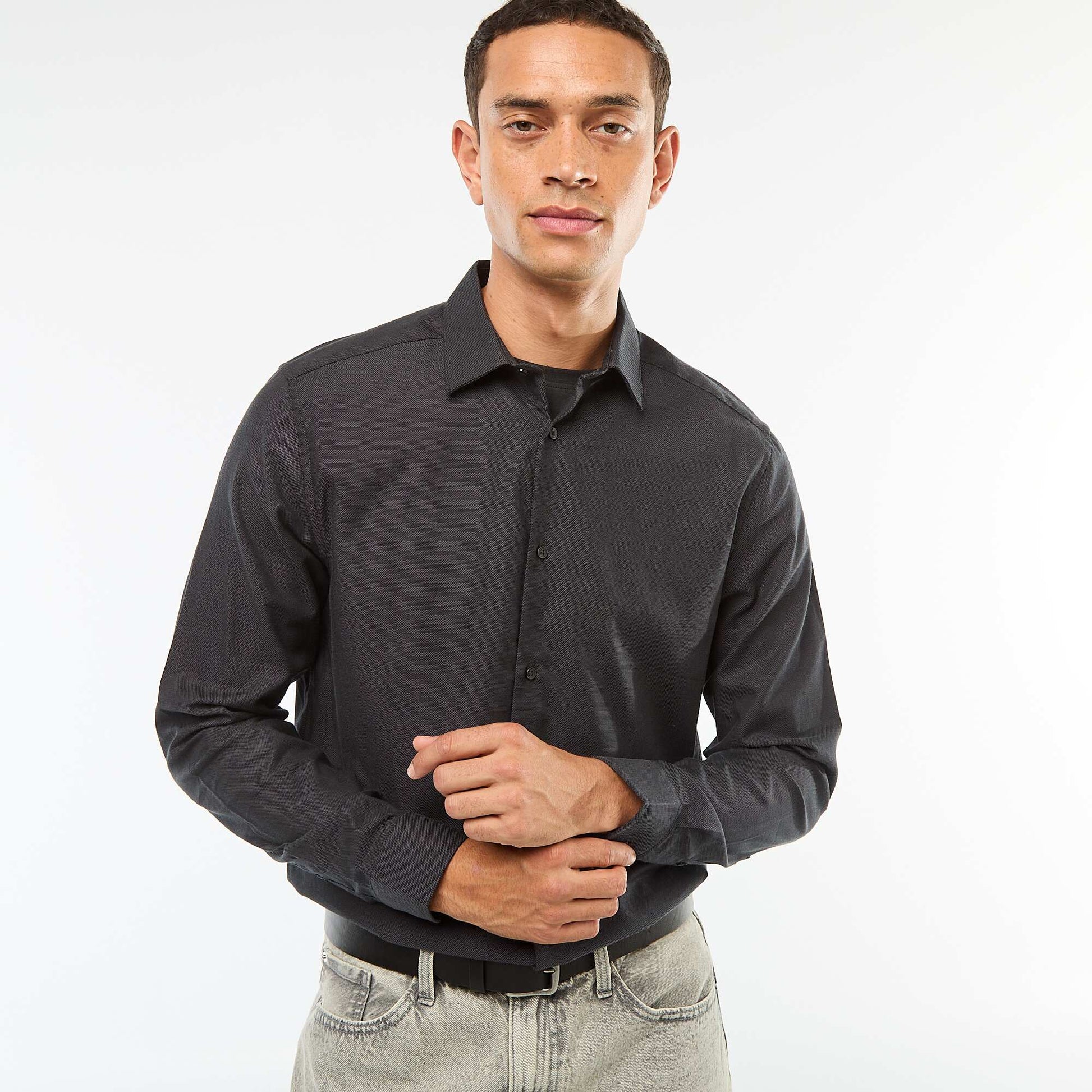 Chemise droite unie NOIR
