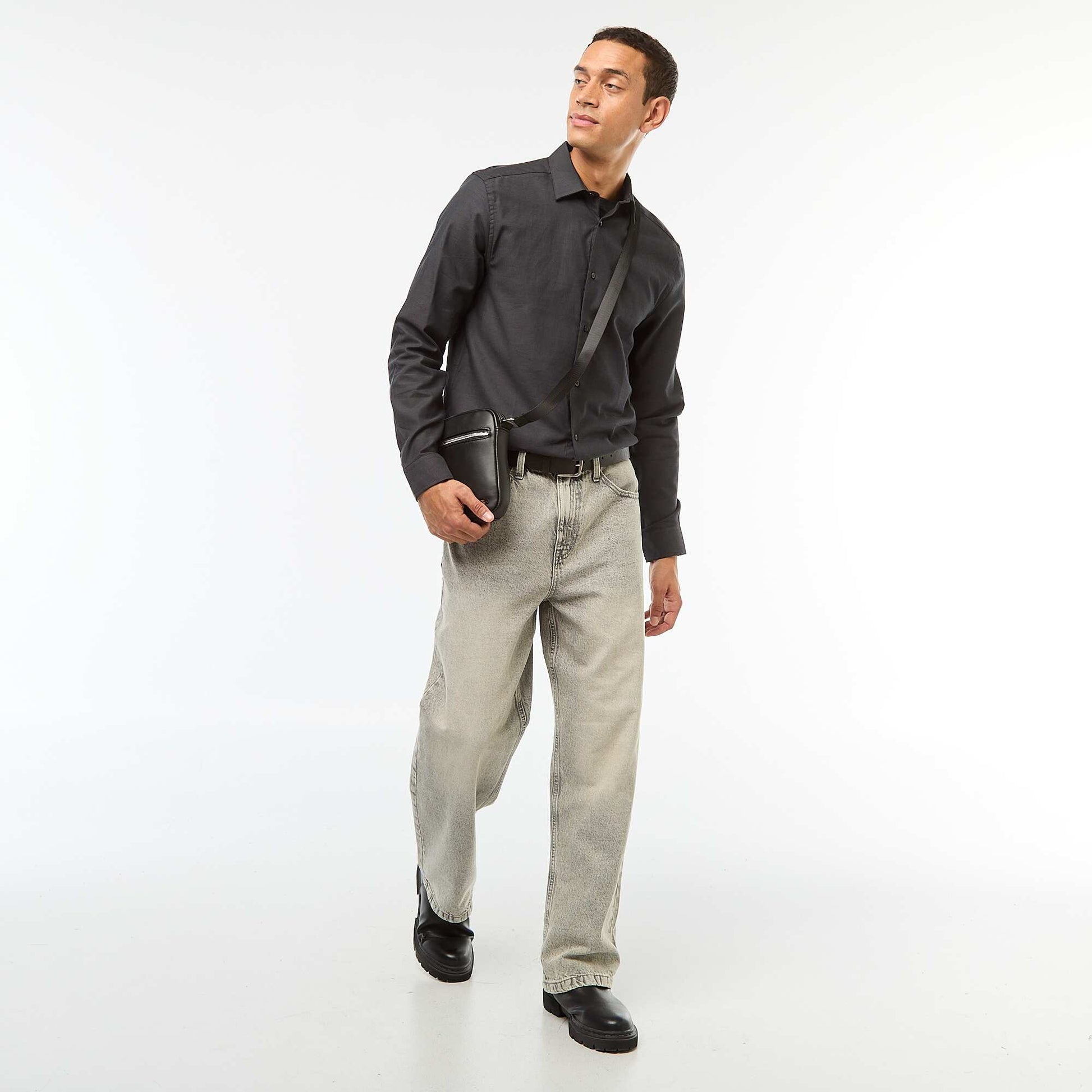Chemise droite unie NOIR