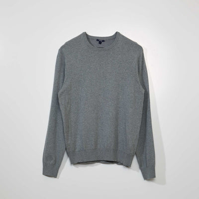 Pull uni à col rond Gris