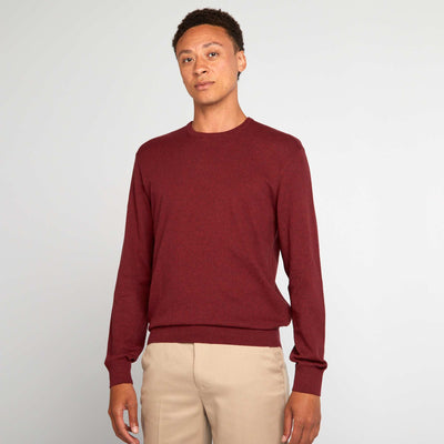 Pull uni col rond Bordeaux