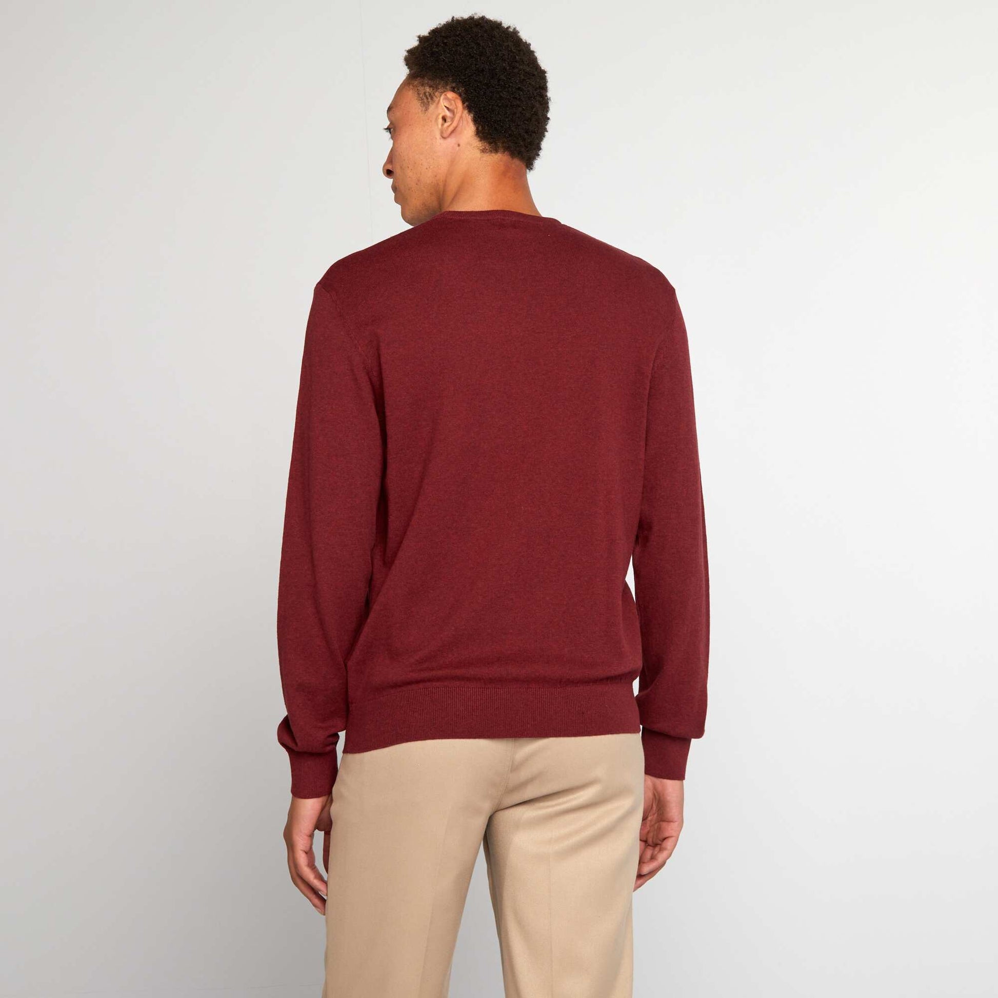 Pull uni col rond Bordeaux