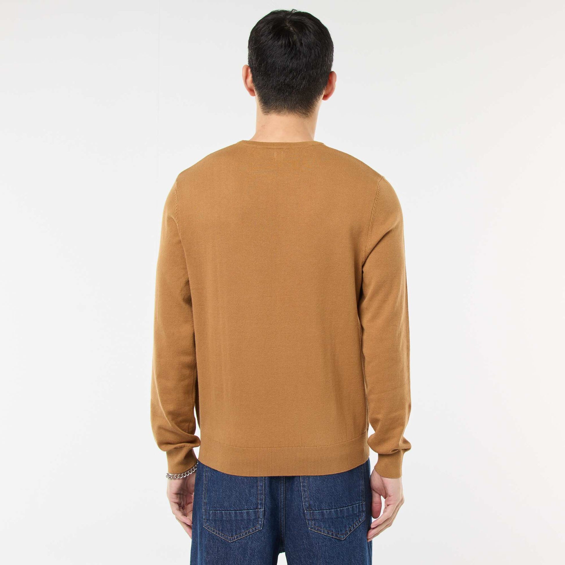 Pull uni à col rond BEIGE