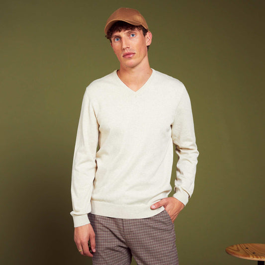 Pull basique en maille unie Beige