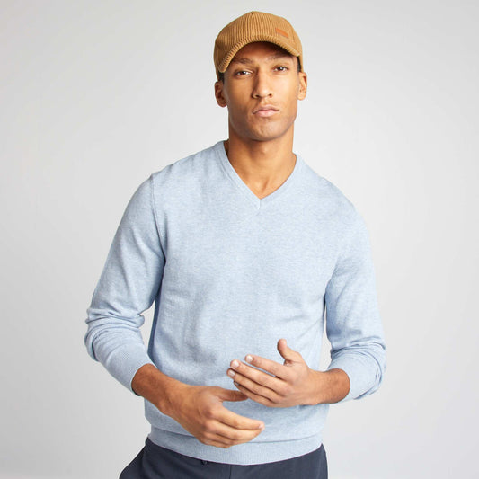 Pull basique en maille unie Bleu