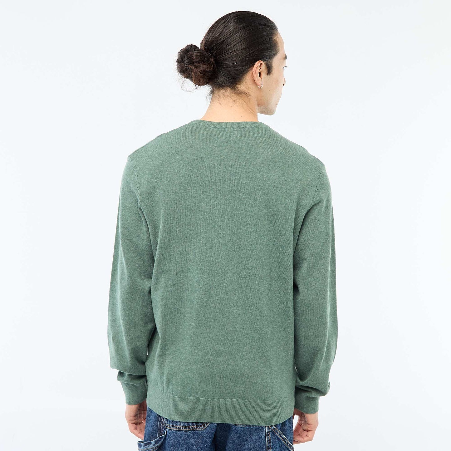 Pull basique en maille unie VERT