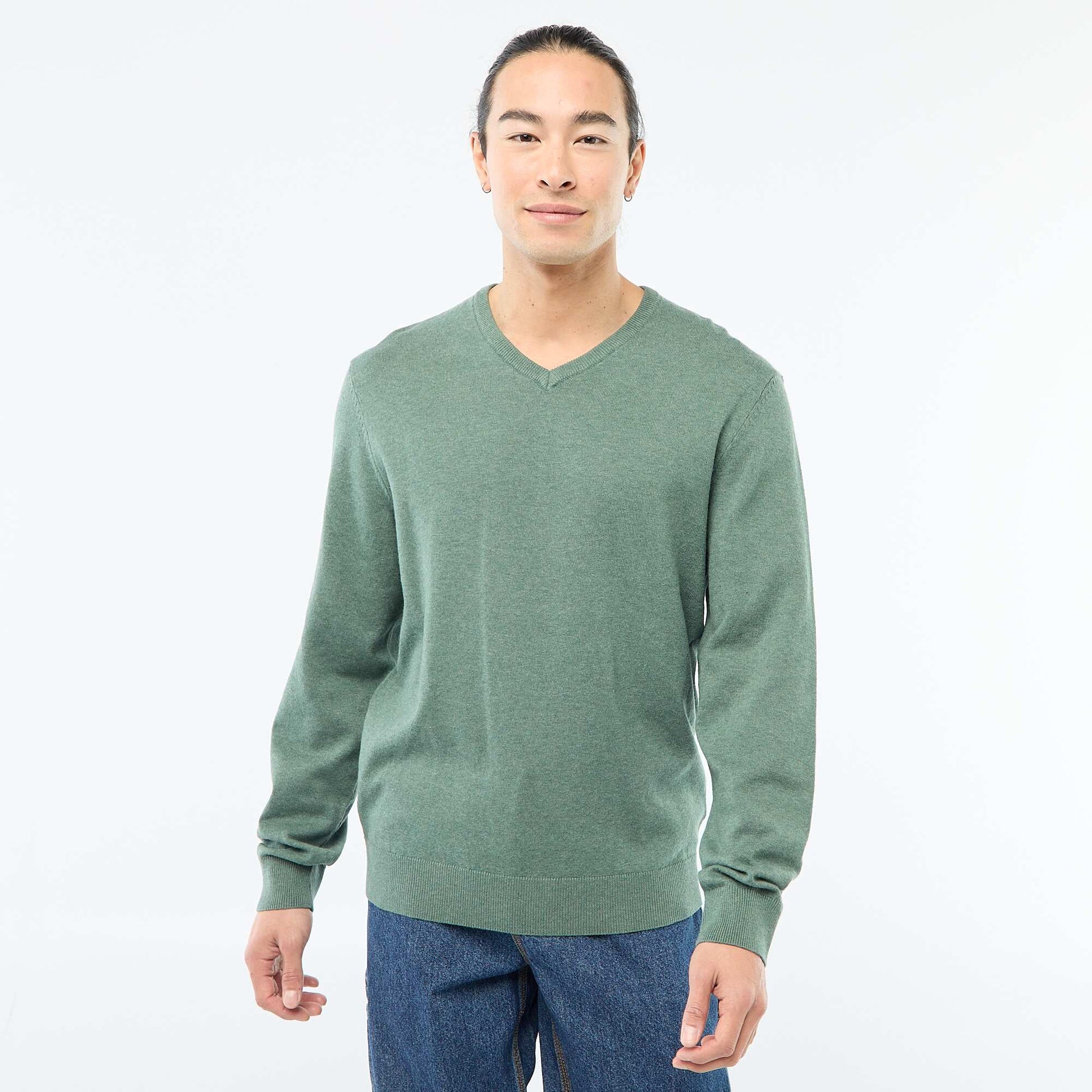Pull basique en maille unie VERT