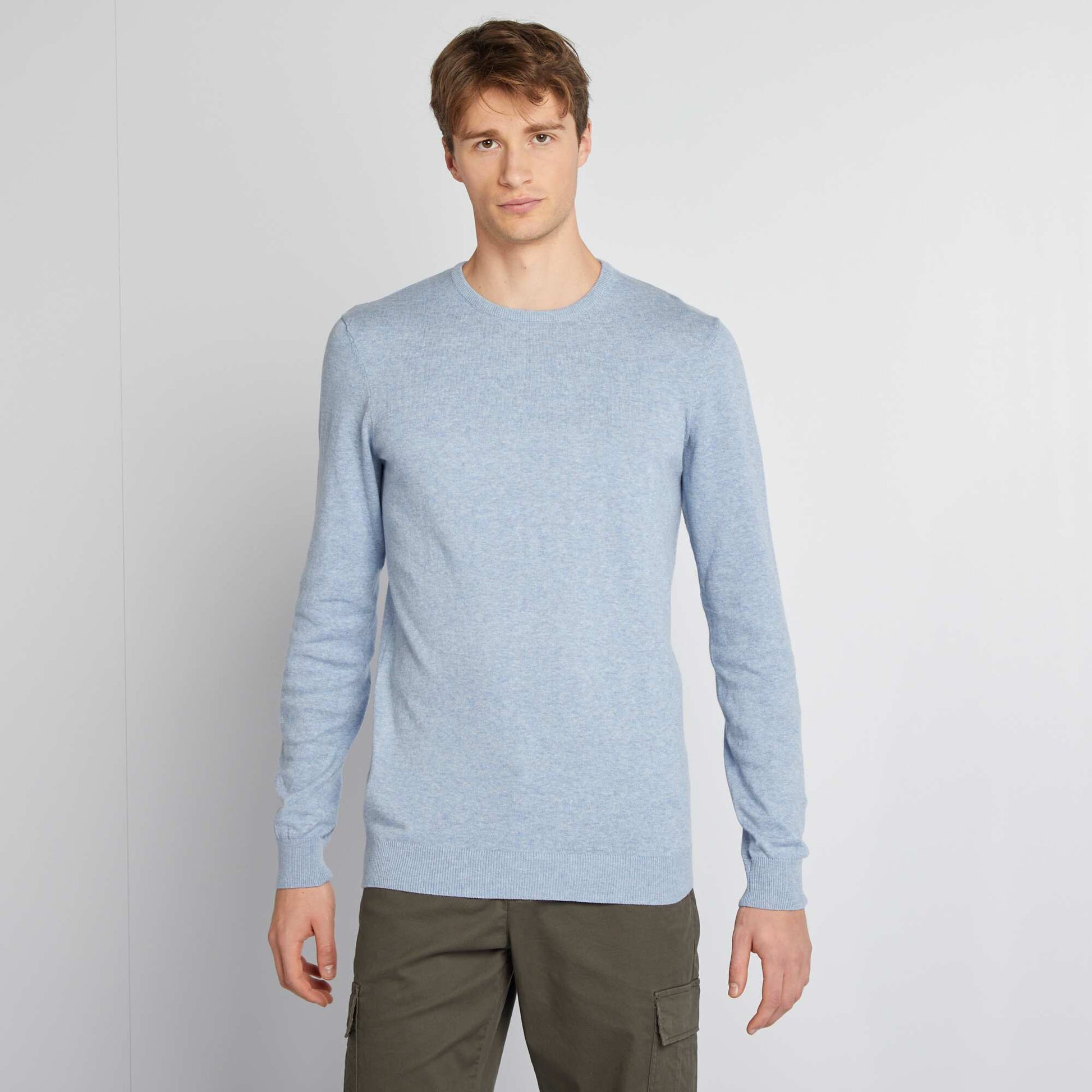 Pull uni à col rond +1m90 BLEU