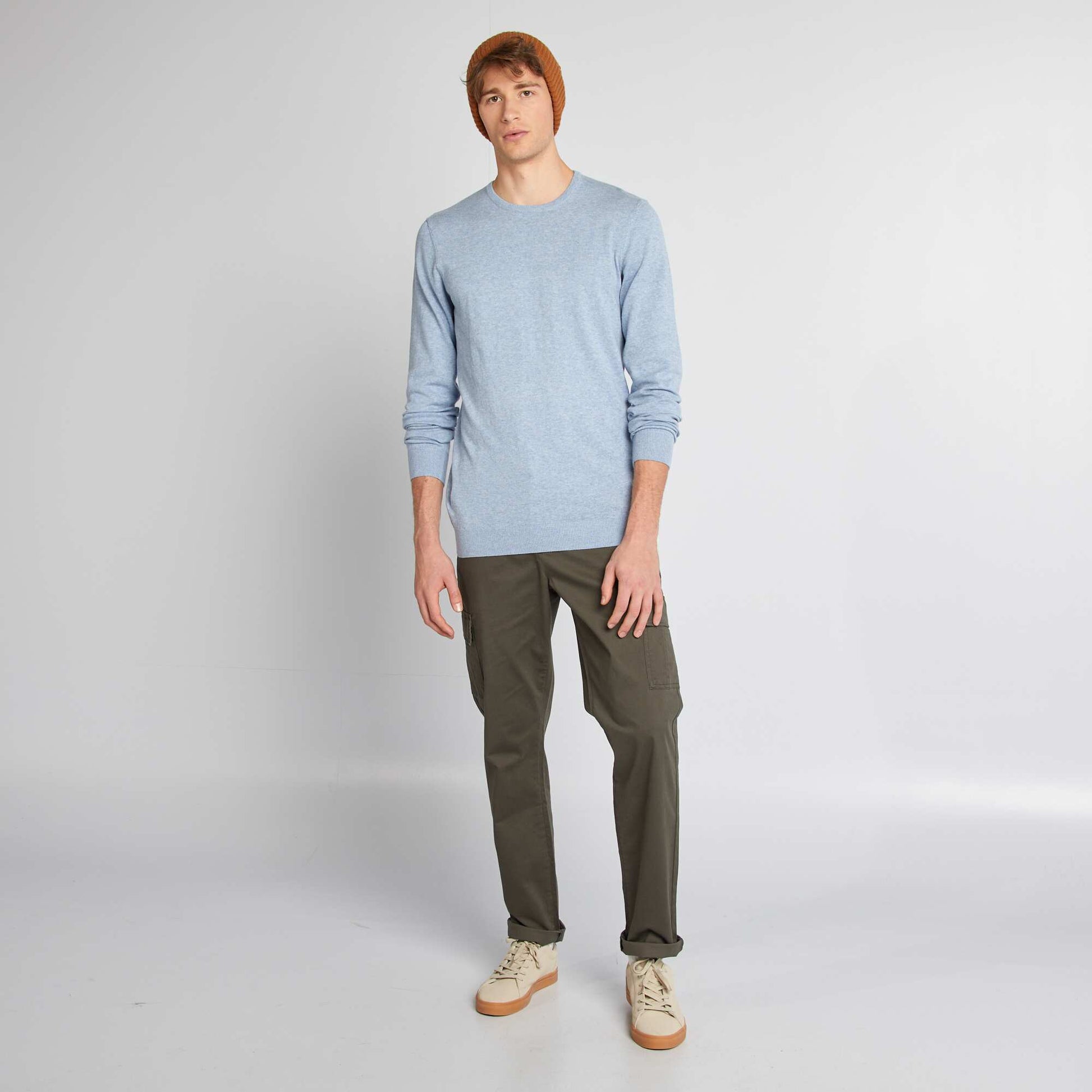 Pull uni à col rond +1m90 BLEU