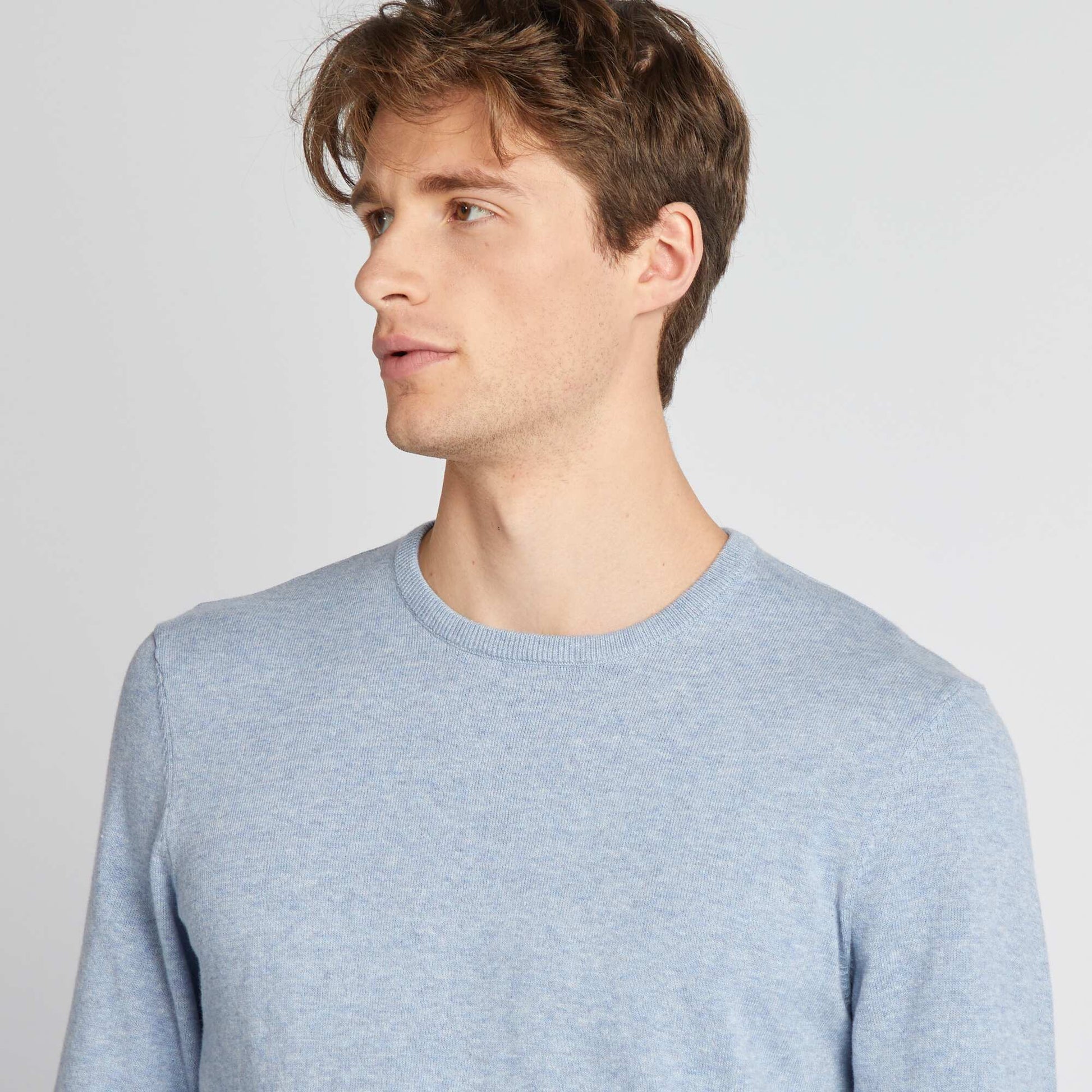 Pull uni à col rond +1m90 BLEU