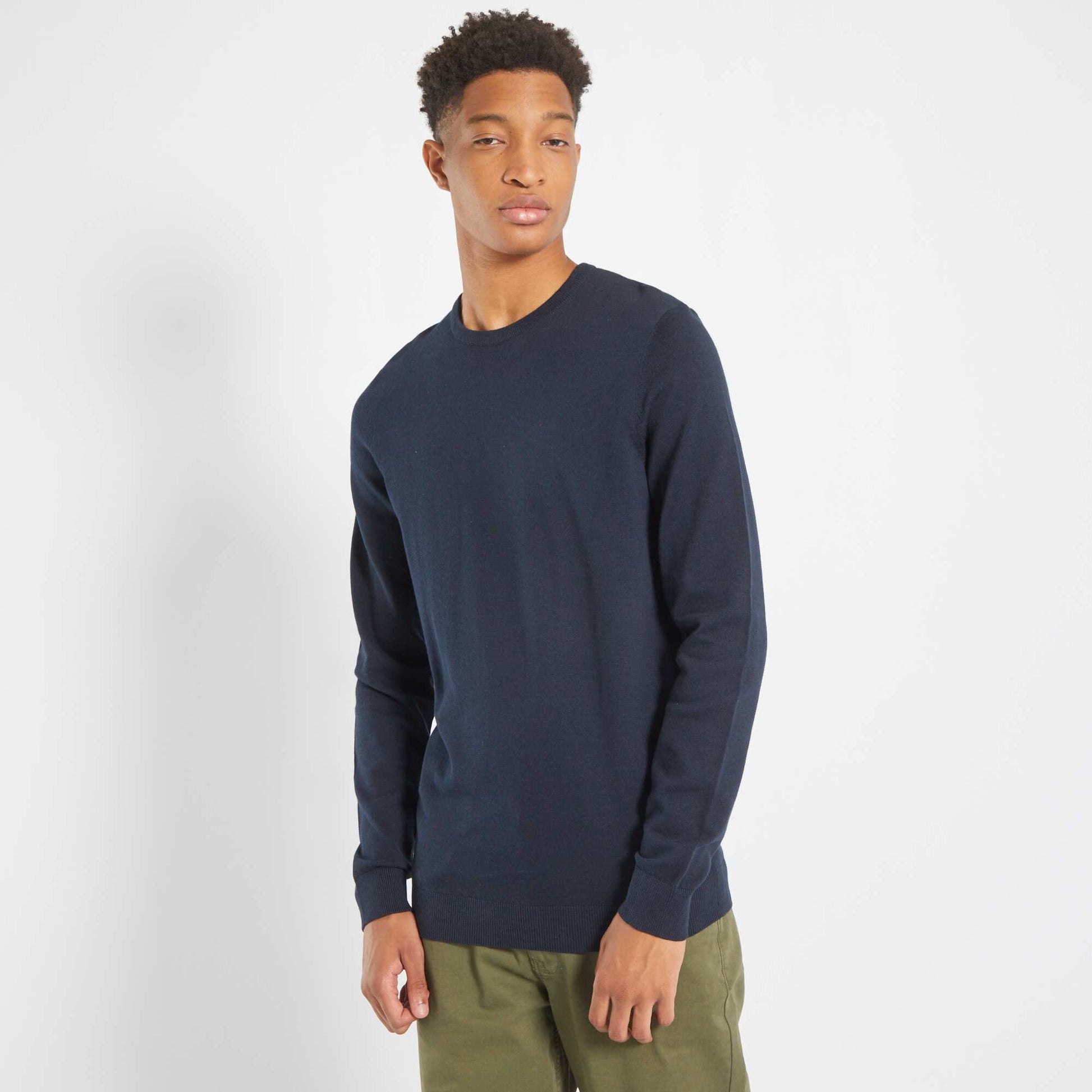 Pull uni à col rond +1m90 BLEU