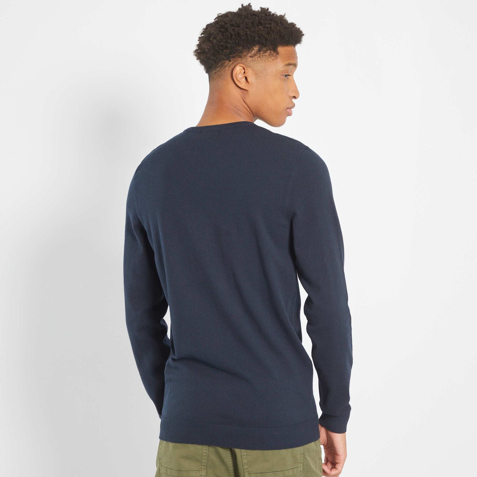 Pull uni à col rond +1m90 BLEU