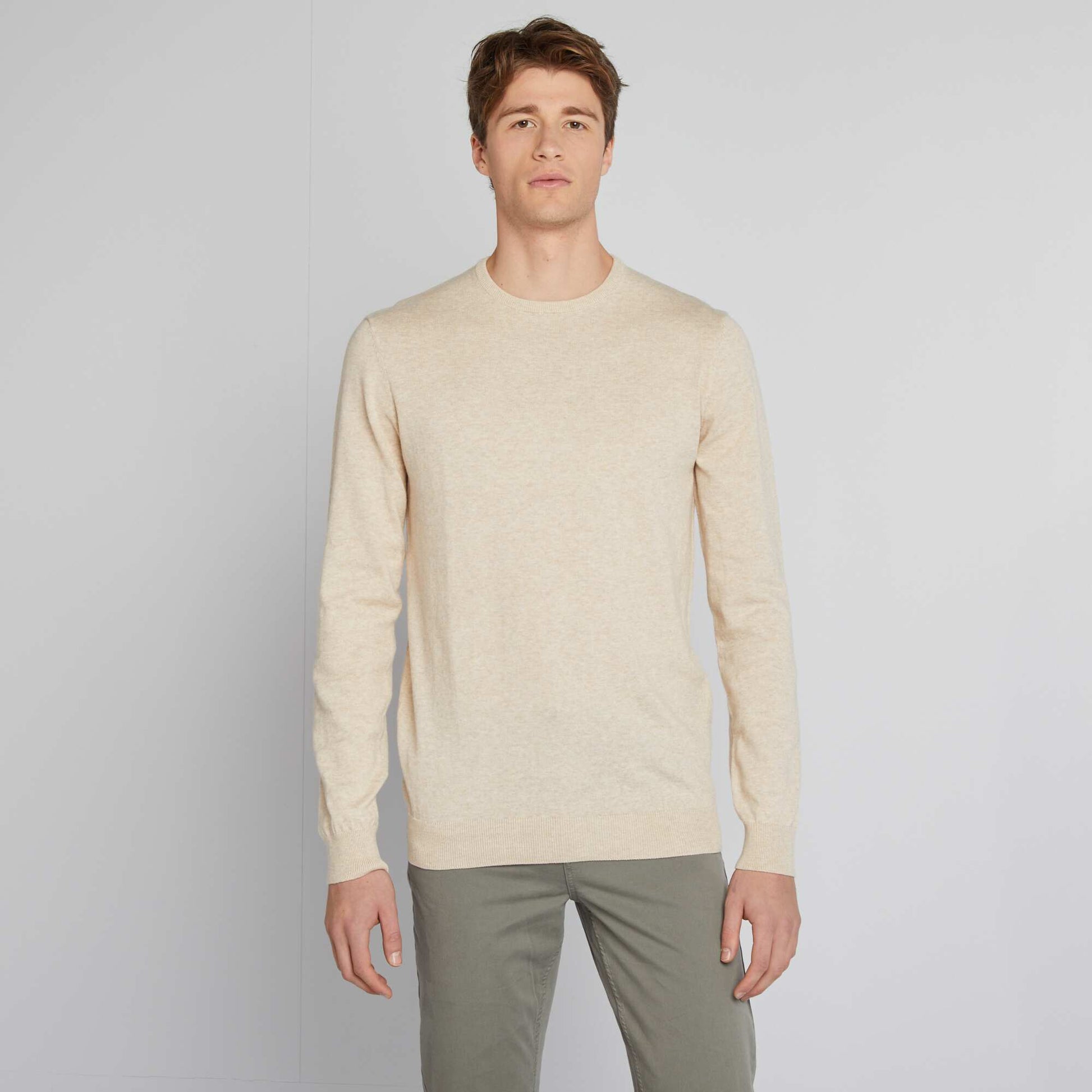 Pull uni à col rond +1m90 BEIGE