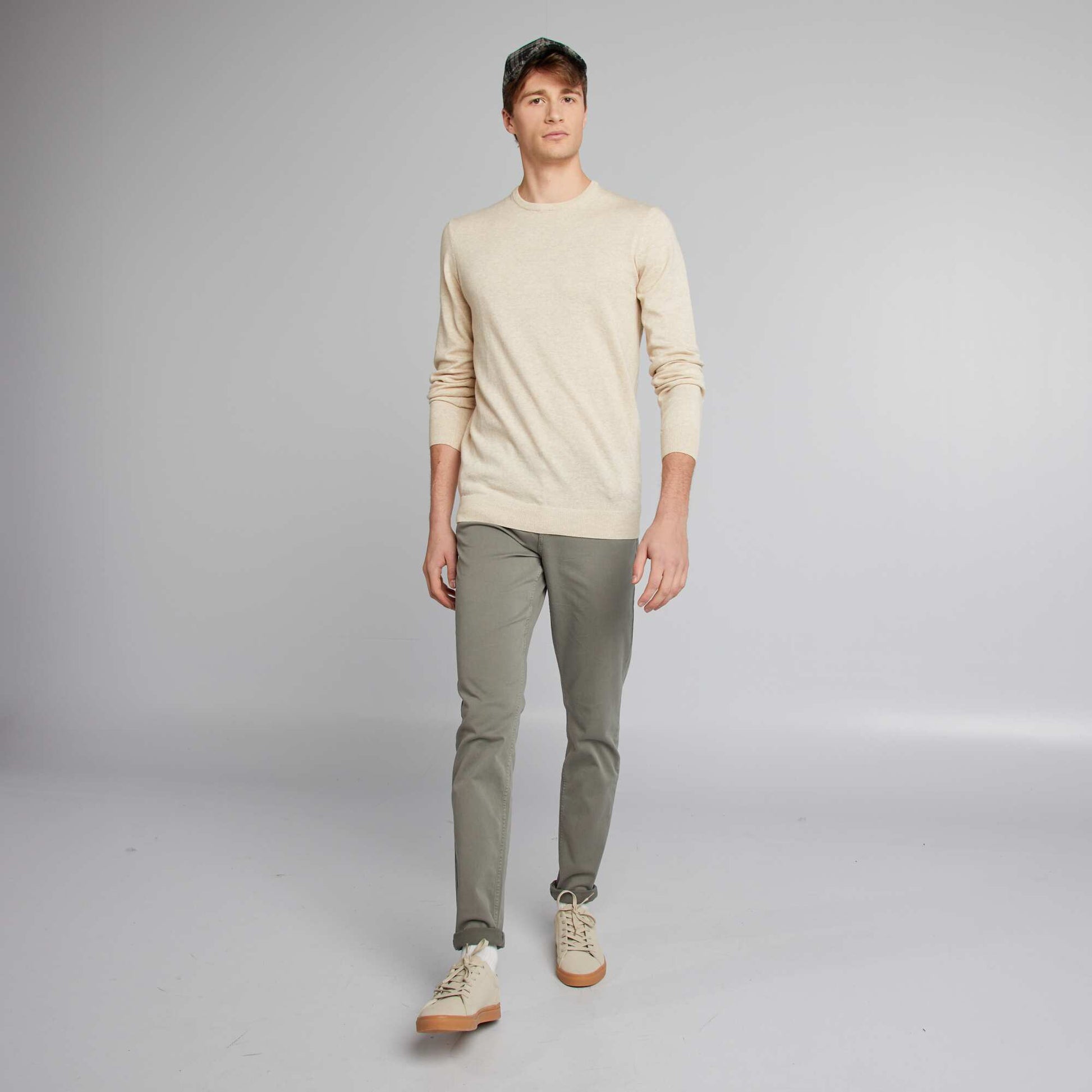 Pull uni à col rond +1m90 BEIGE