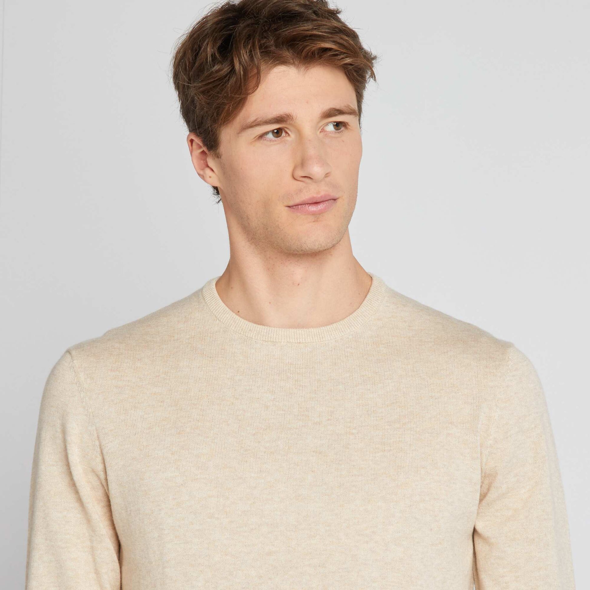 Pull uni à col rond +1m90 BEIGE