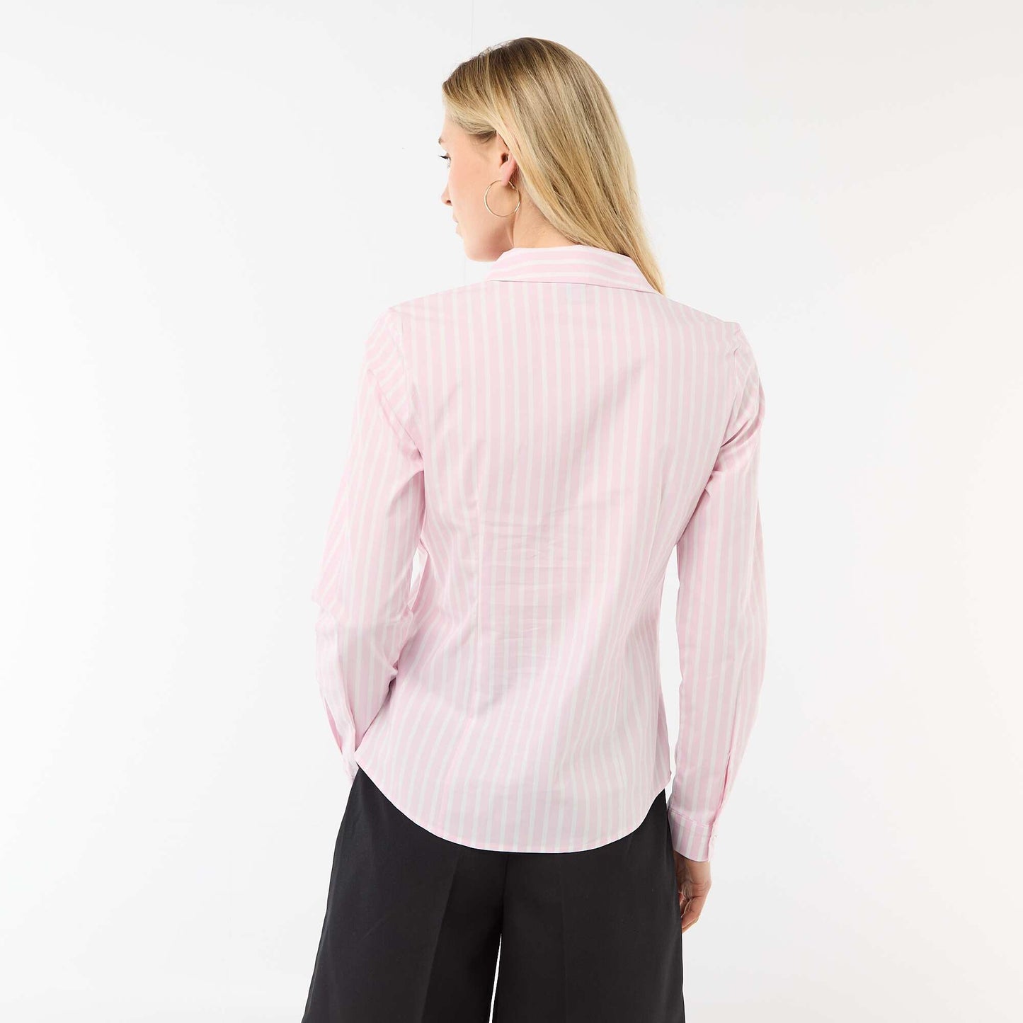 Chemise fittée col italien ROSE