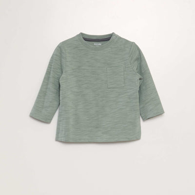 T-shirt col rond avec poche Vert
