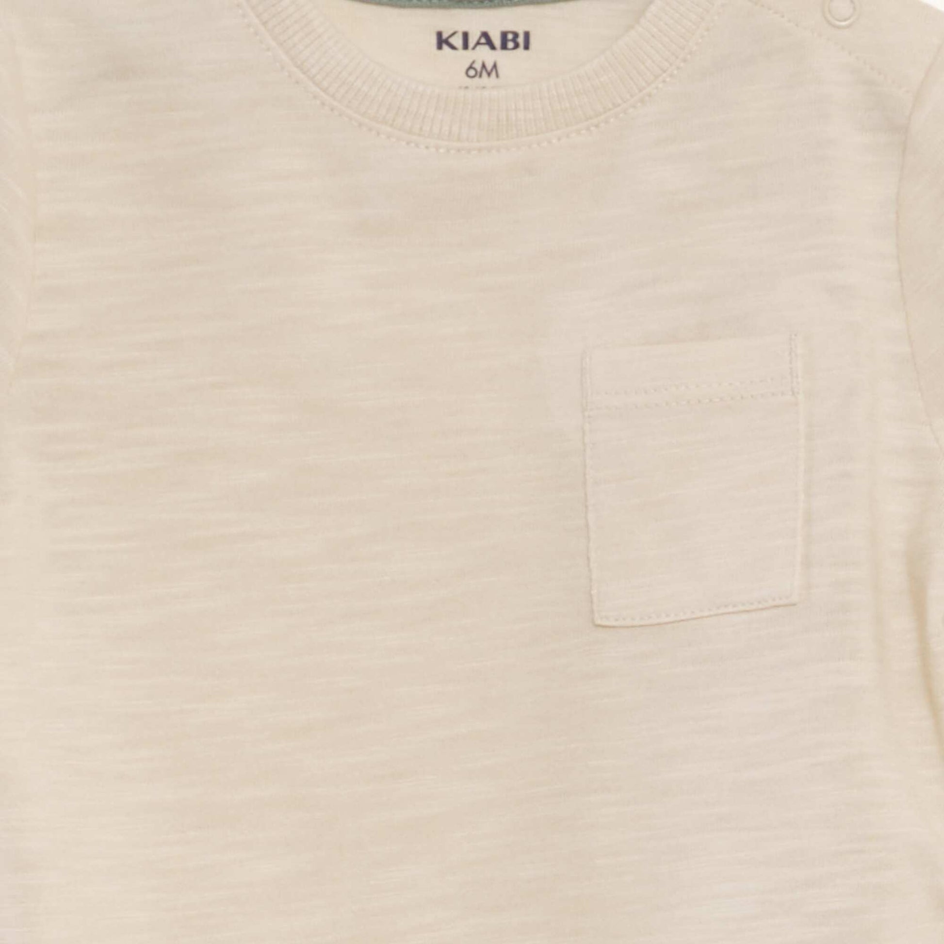 T-shirt col rond avec poche Beige