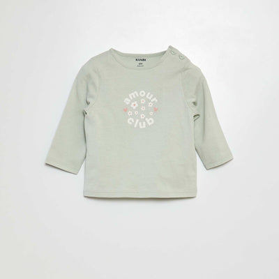 T-shirt manches longues imprimé VERT EAU