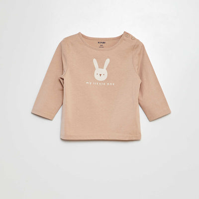 T-shirt manches longues imprimé BEIGE