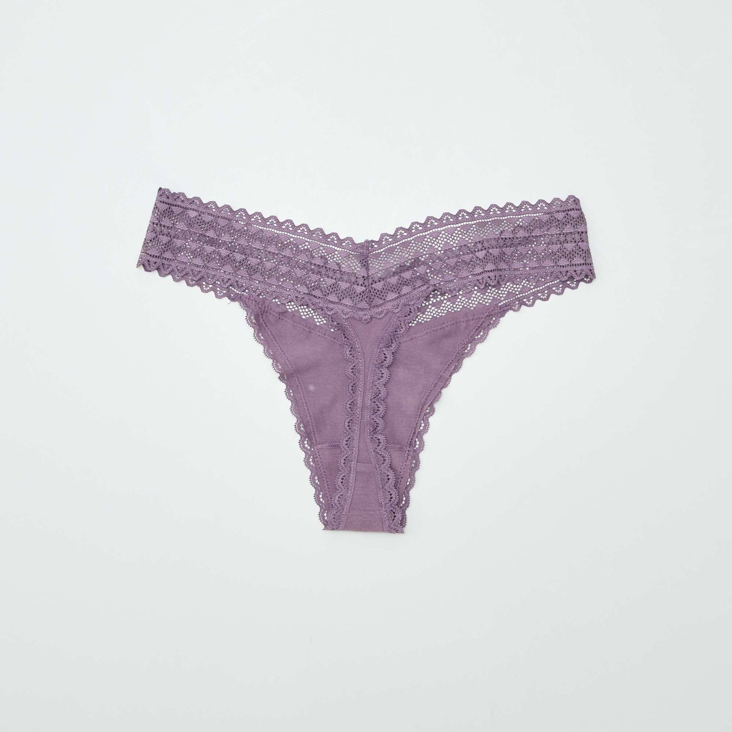 Lot de 3 strings coton et dentelle Violet