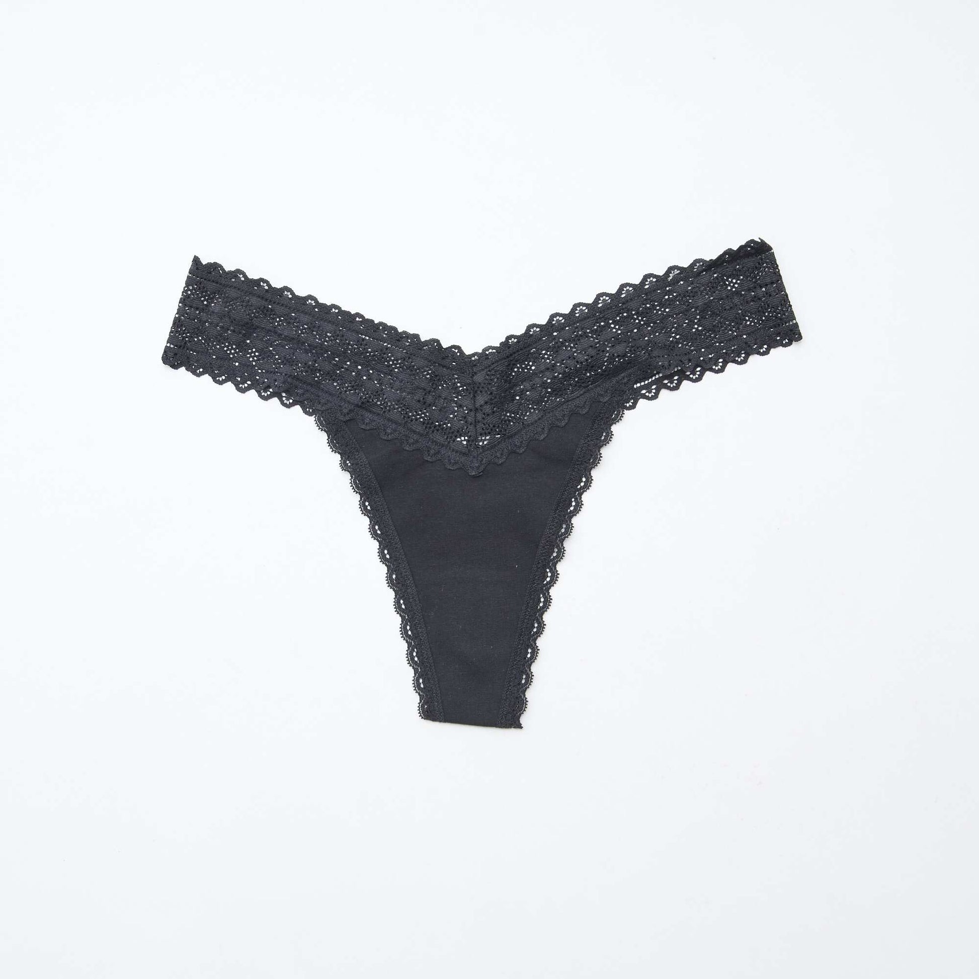 Lot de 3 strings coton et dentelle NOIR