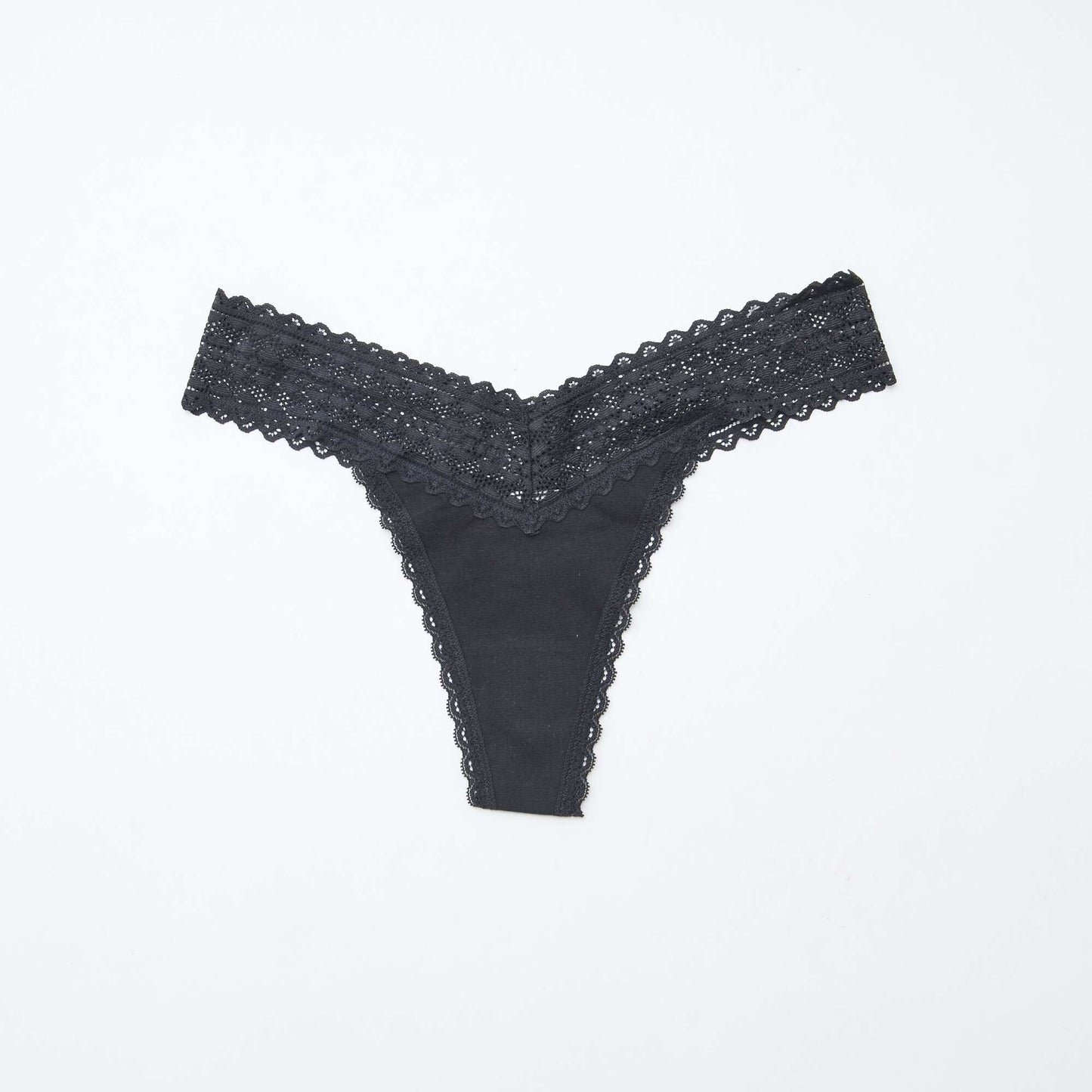 Lot de 3 strings coton et dentelle NOIR