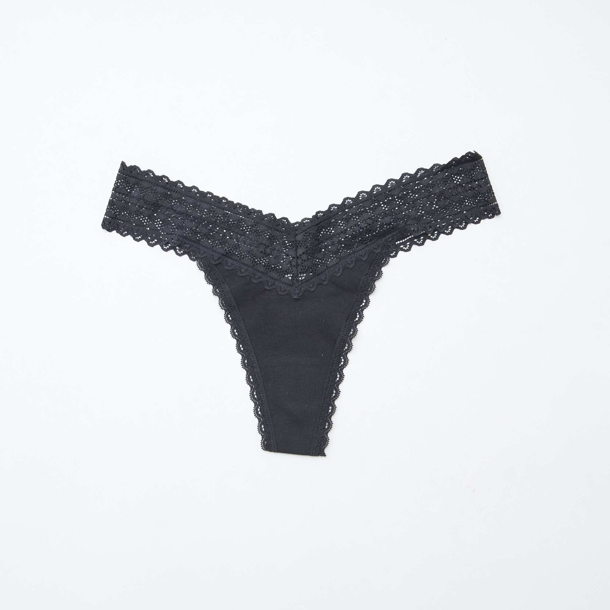 Lot de 3 strings coton et dentelle NOIR
