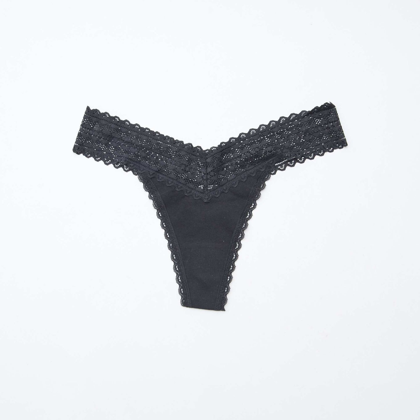 Lot de 3 strings coton et dentelle NOIR