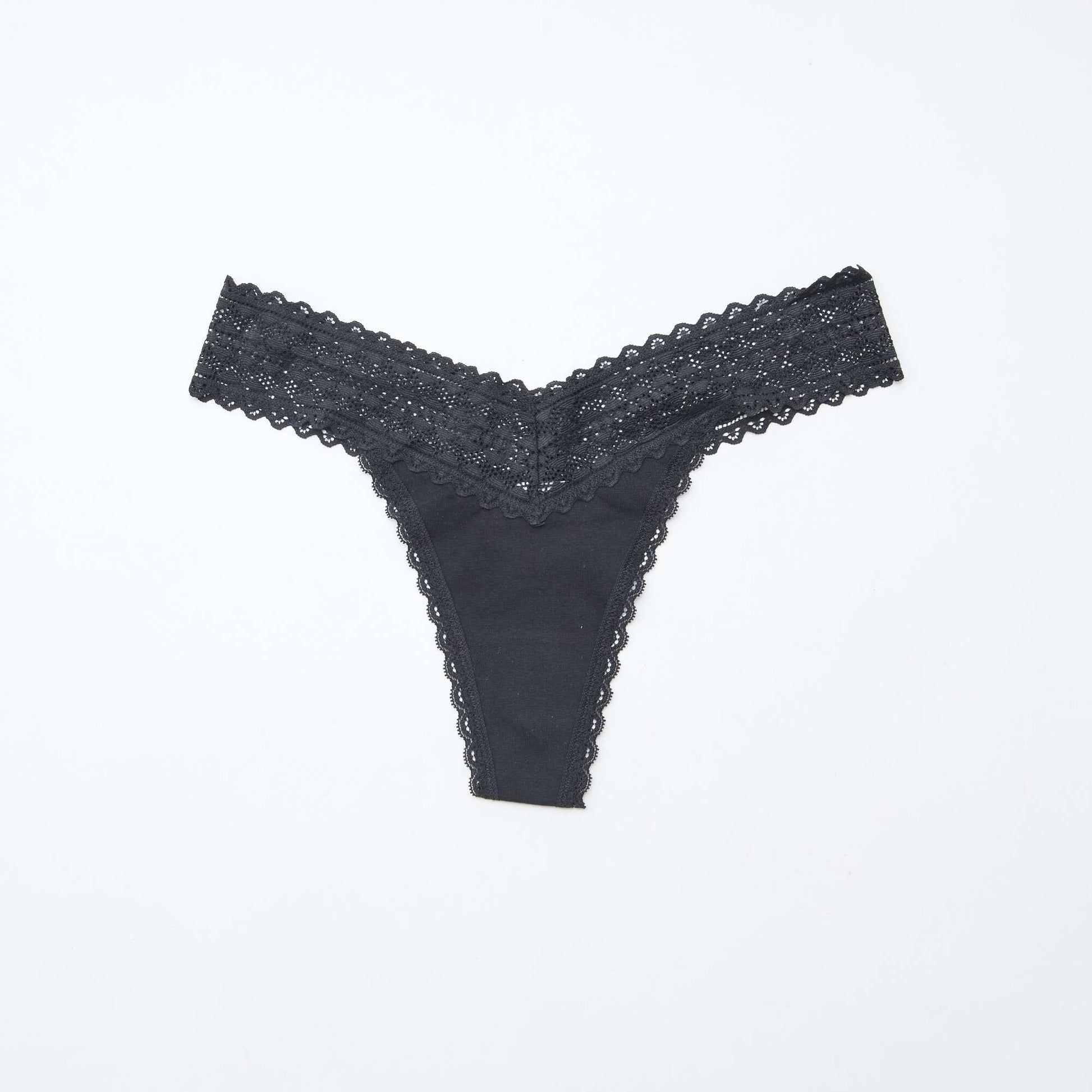 Lot de 3 strings coton et dentelle NOIR