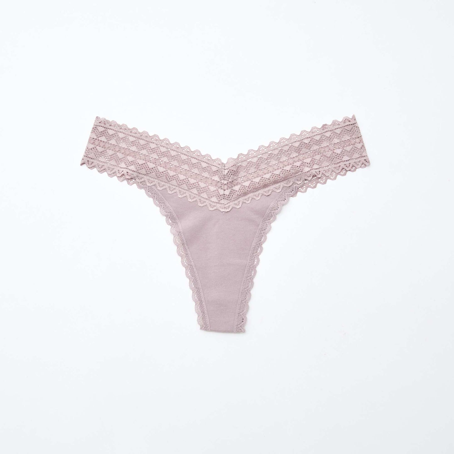 Lot de 3 strings coton et dentelle BLANC/GRIS/ROSE