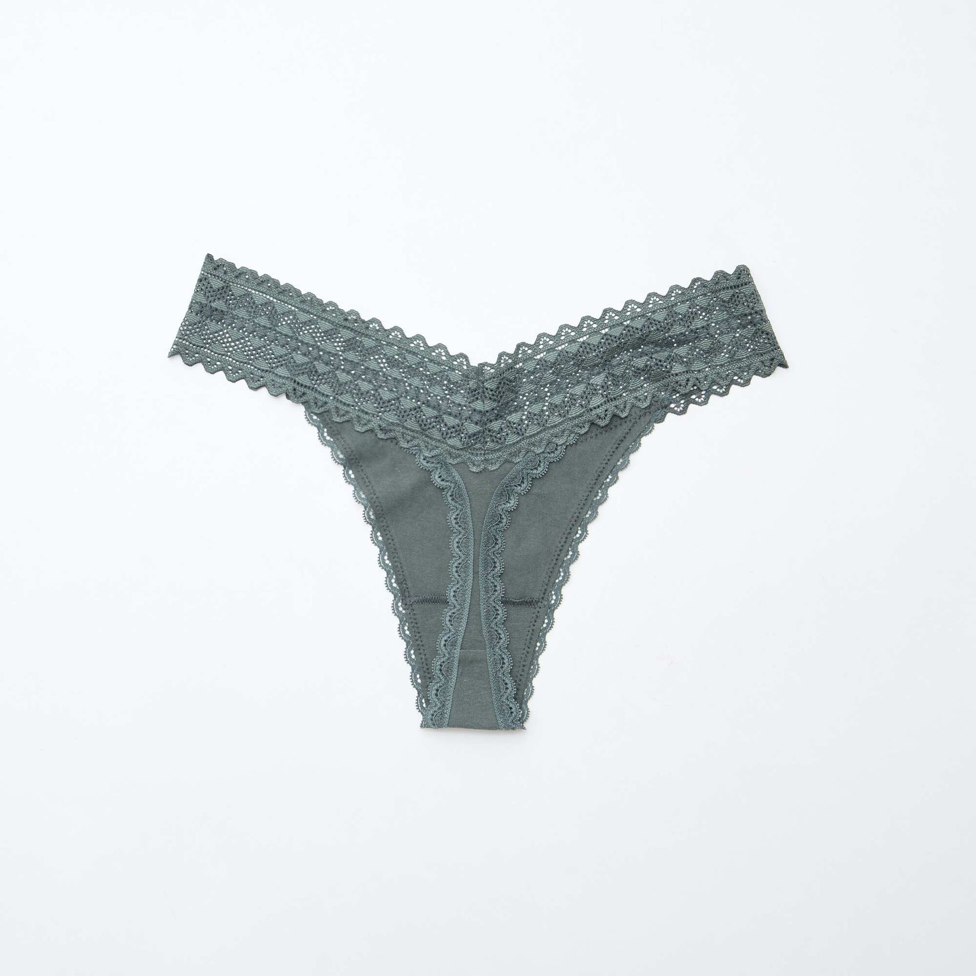 Lot de 3 strings coton et dentelle BLANC/GRIS/ROSE