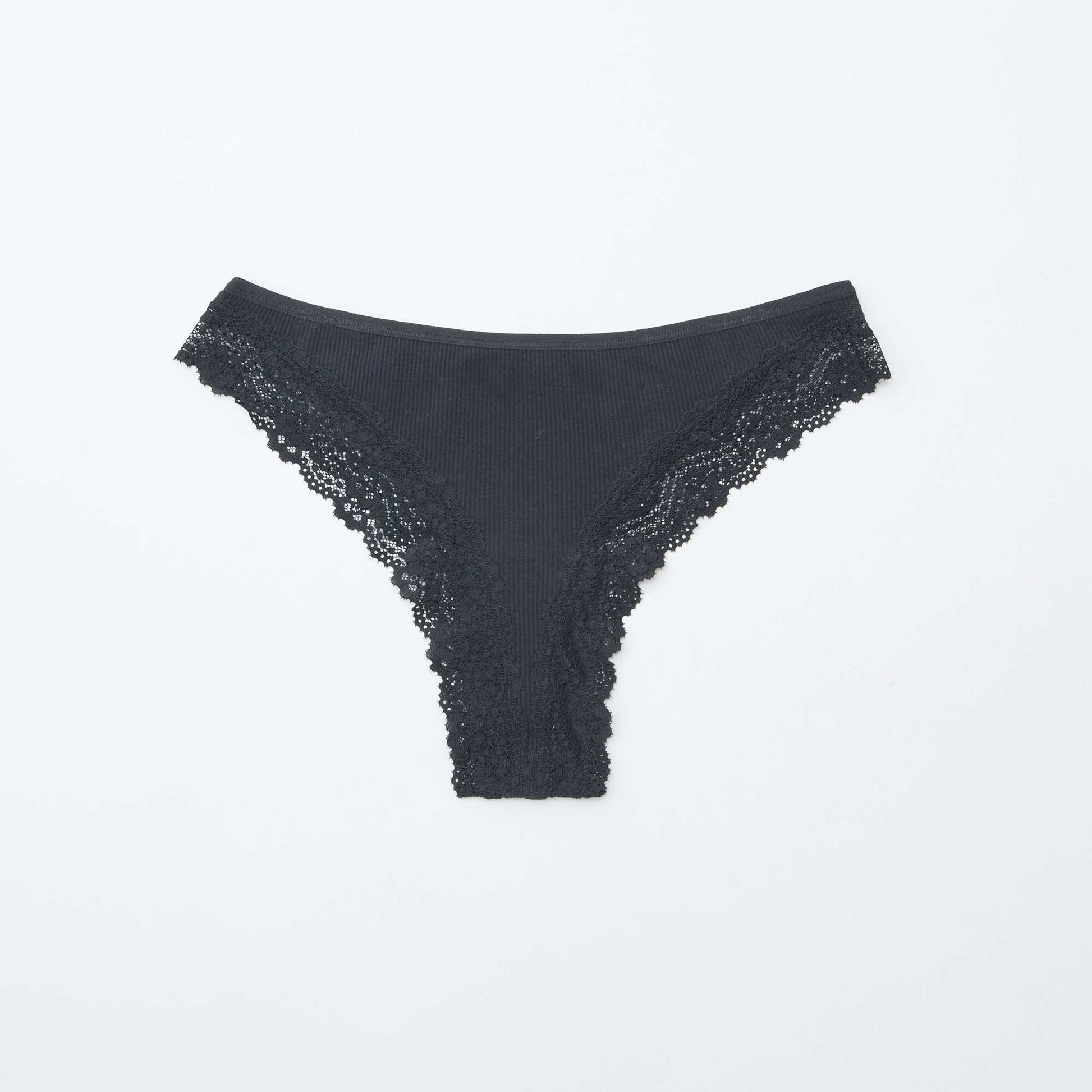 Lot de 3 tangas maille côtelée NOIR