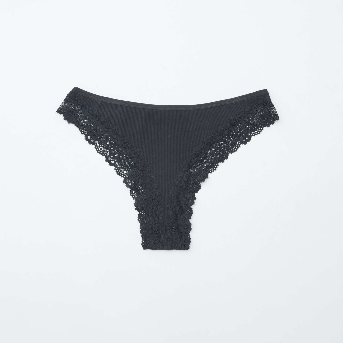 Lot de 3 tangas maille côtelée NOIR