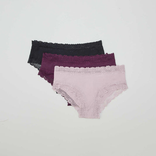 Lot de 3 shorties fines côtes Violet