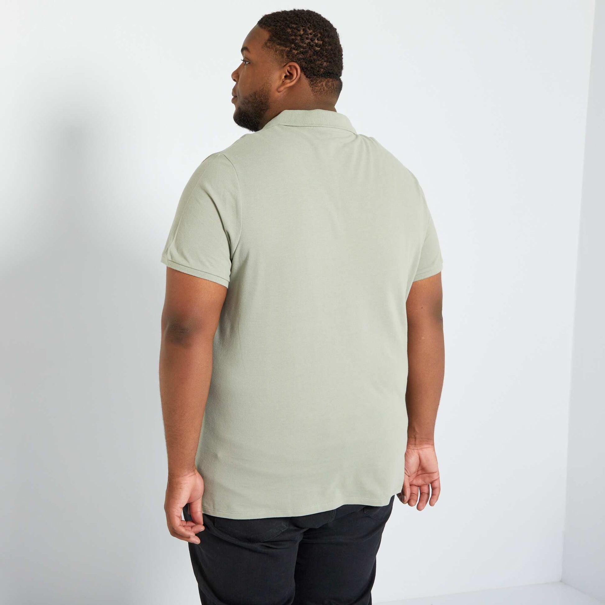 Polo en maille piqué VERT/GRIS