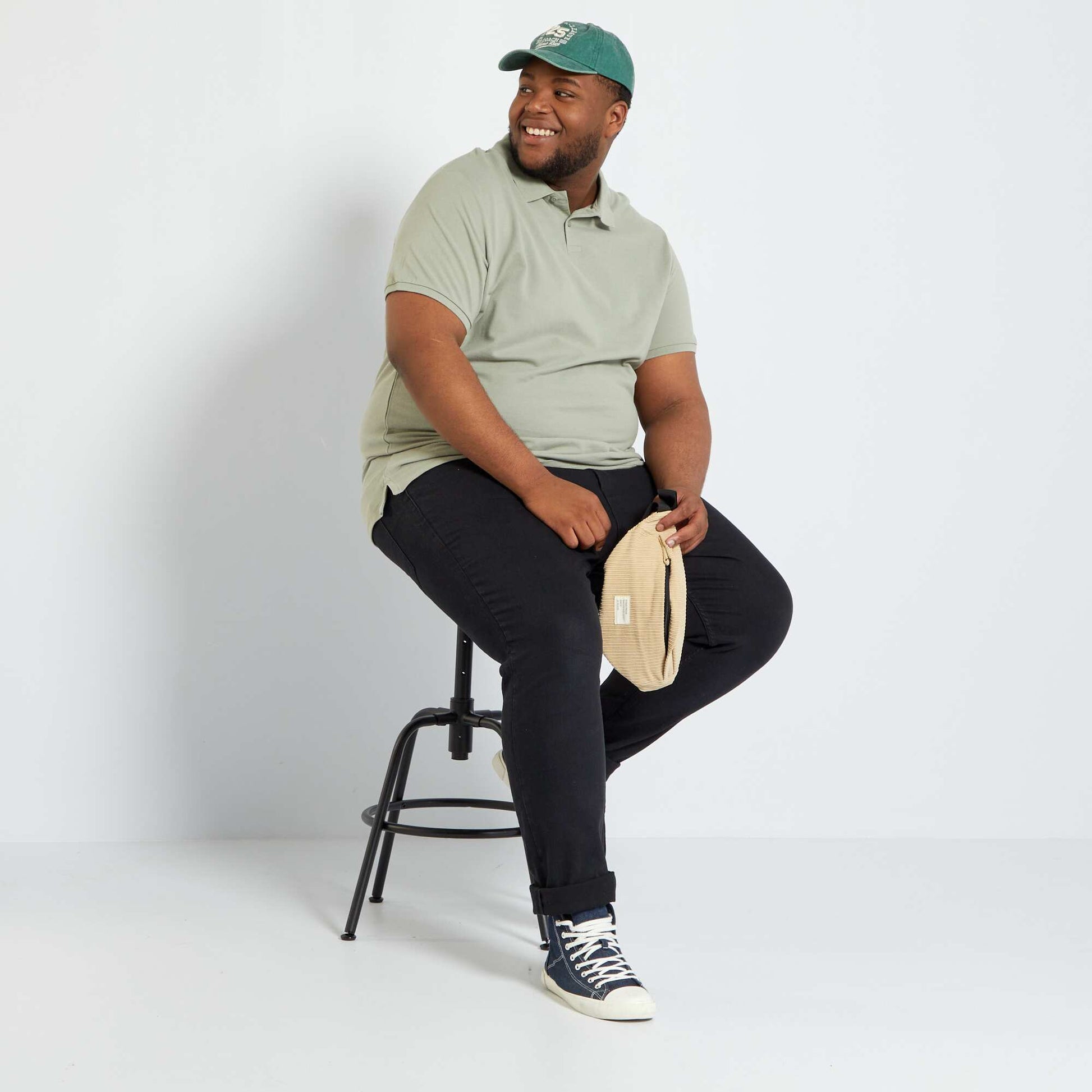 Polo en maille piqué VERT/GRIS