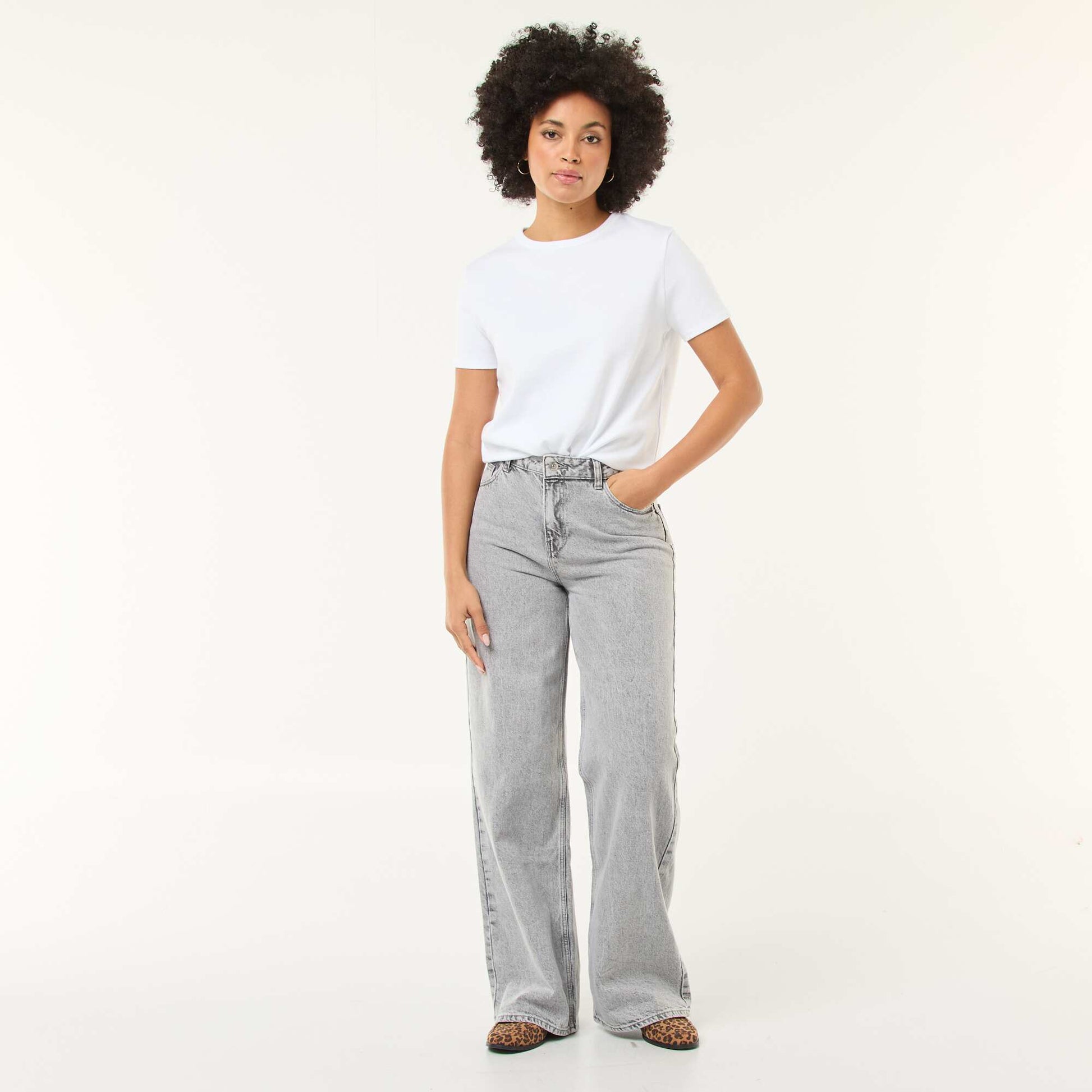 Jean wide leg - L32 GRIS