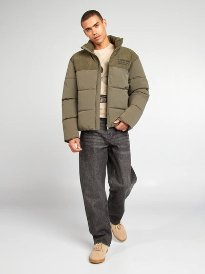 Blouson matelass avec velours Kaki