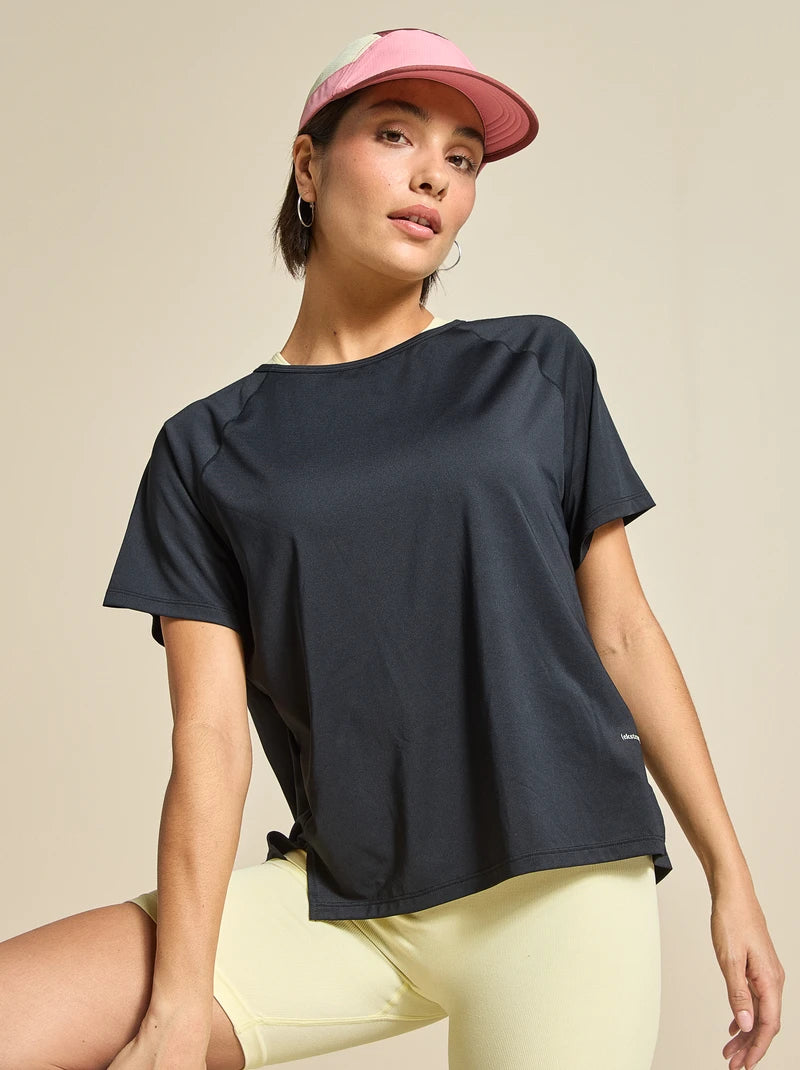 Tee-shirt fluide avec fente au dos NOIR