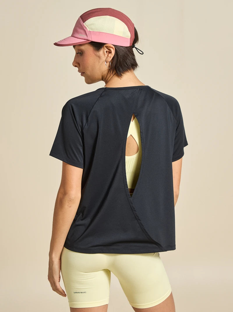 Tee-shirt fluide avec fente au dos NOIR