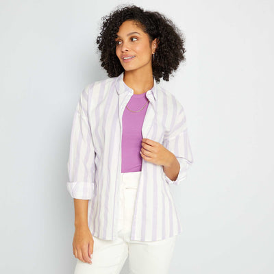 Chemise rayures en popeline Violet