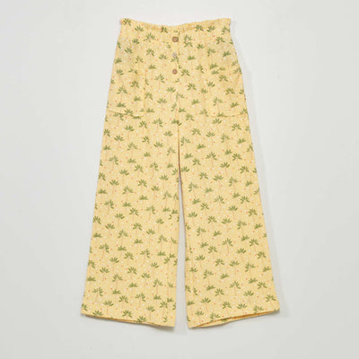Pantalon gaufr e imprim JAUNE